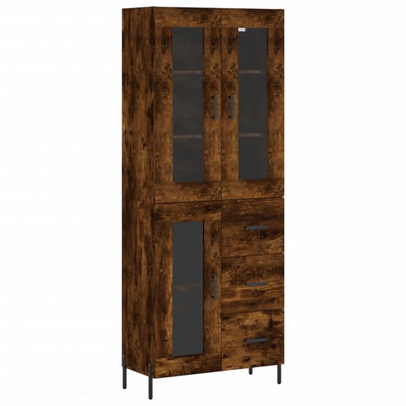 Buffet haut Chêne fumé 69,5x34x180 cm Bois d'ingénierie