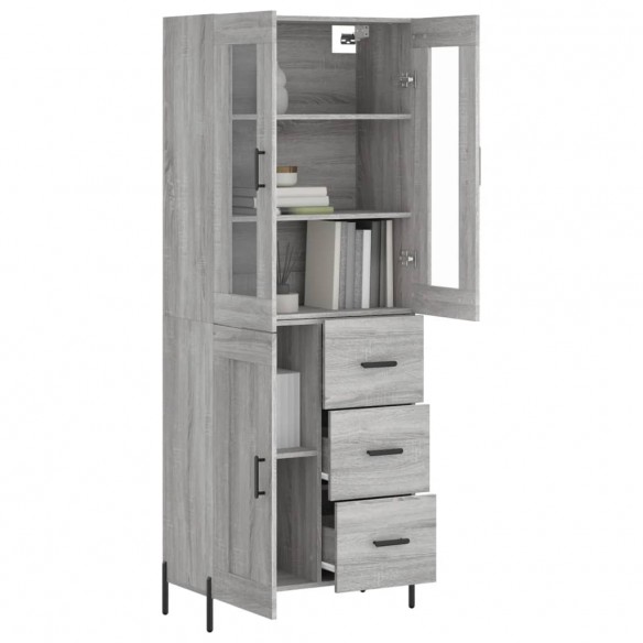 Buffet haut Sonoma gris 69,5x34x180 cm Bois d'ingénierie