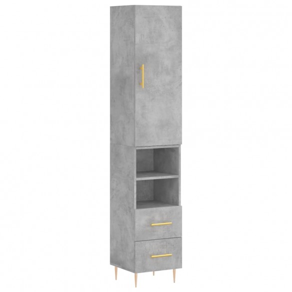 Buffet haut Gris béton 34,5x34x180 cm Bois d'ingénierie