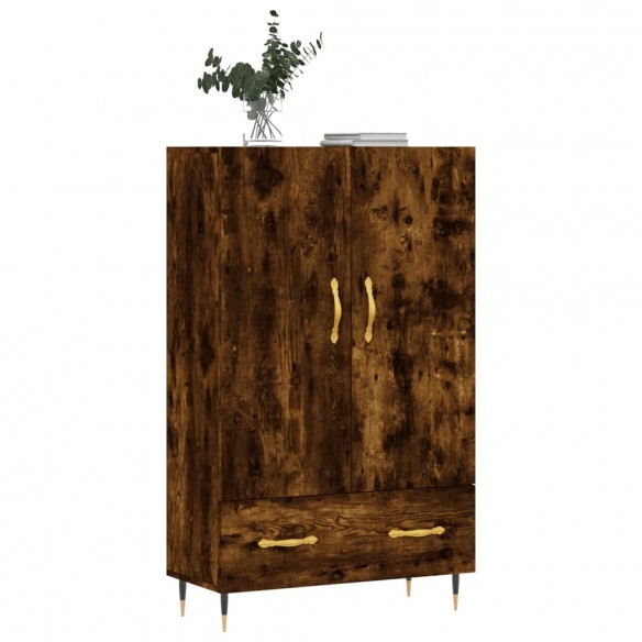 Buffet haut chêne fumé 69,5x31x115 cm bois d'ingénierie