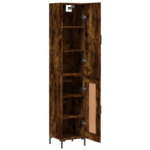 Buffet haut Chêne fumé 34,5x34x180 cm Bois d'ingénierie