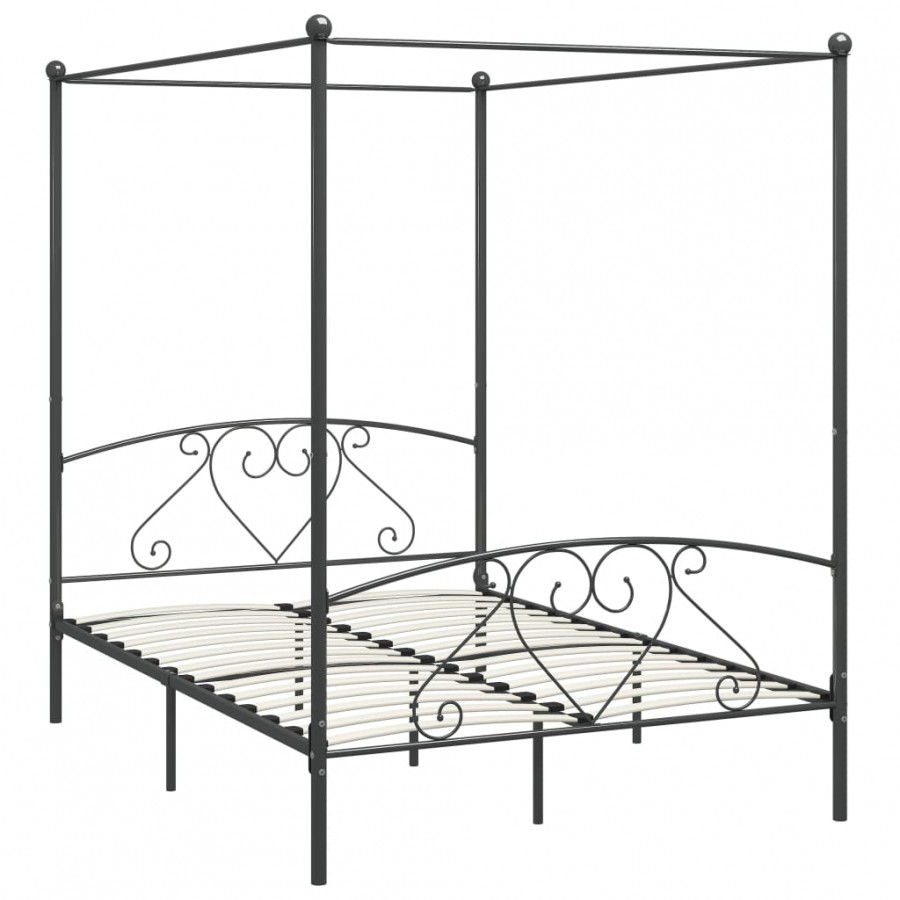 Cadre de lit à baldaquin Gris Métal 140 x 200 cm