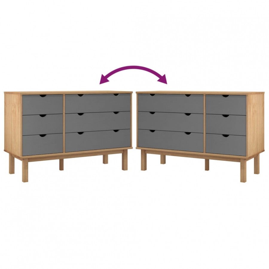 Commode OTTA marron et gris 111x43x73,5 cm bois de pin massif Commode OTTA marron et gris 111x43x73,5 cm bois de pin massif