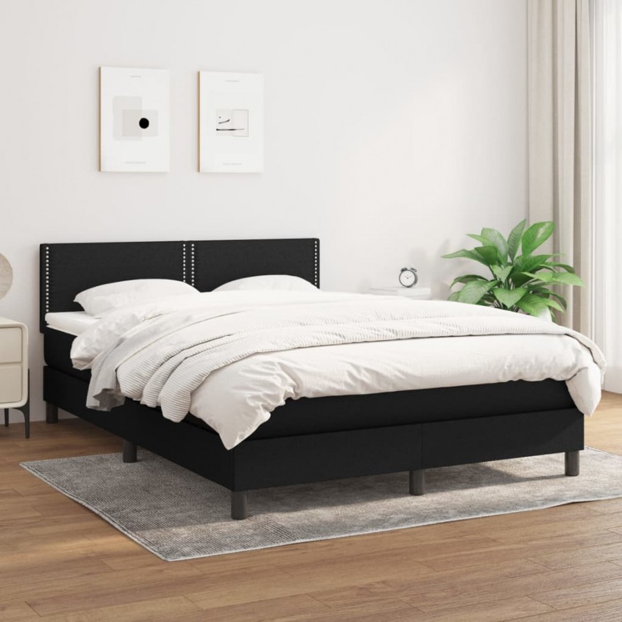 Sommier à lattes de lit avec matelas Noir 140x190 cm Tissu