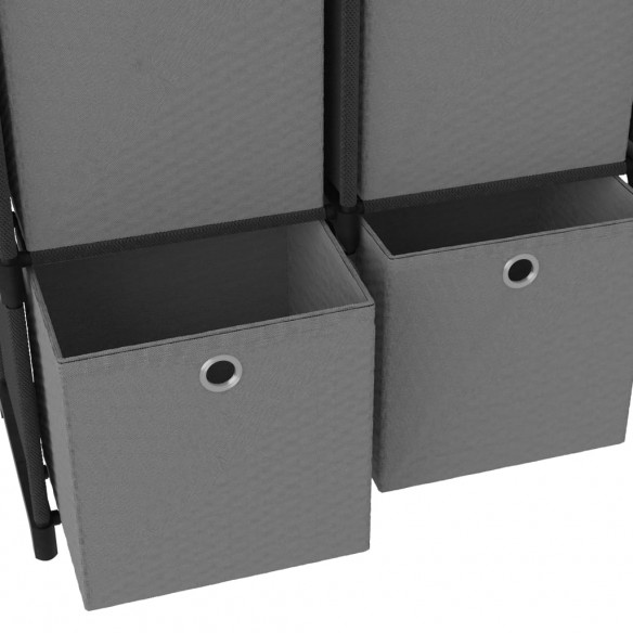 Étagère à 4 cubes avec boîtes Noir 69x30x72,5 cm Tissu