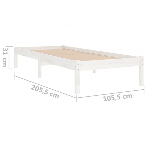 Cadre de lit Blanc Bois de pin massif 100x200 cm