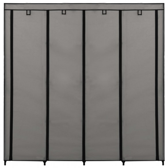 Garde-robe avec 4 compartiments Gris 175x45x170 cm