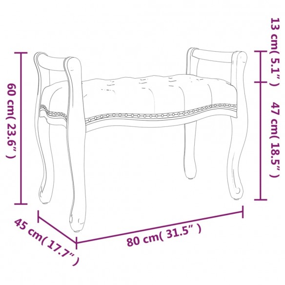 Banc Rose 80x45x60 cm Velours