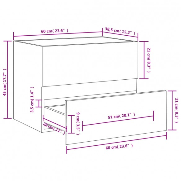 Armoire d'évier Chêne sonoma 60x38,5x45 cm Aggloméré