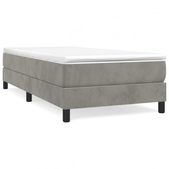 Cadre de lit et matelas Gris clair 100x200cm Velours