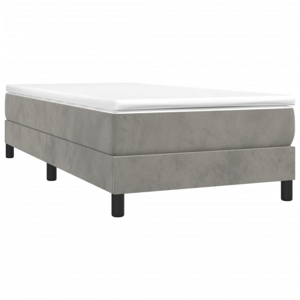 Cadre de lit et matelas Gris clair 100x200cm Velours