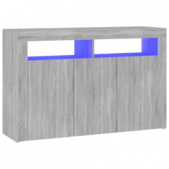 Buffet avec lumières LED sonoma gris 115,5x30x75 cm