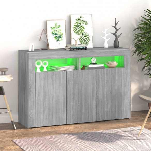 Buffet avec lumières LED sonoma gris 115,5x30x75 cm