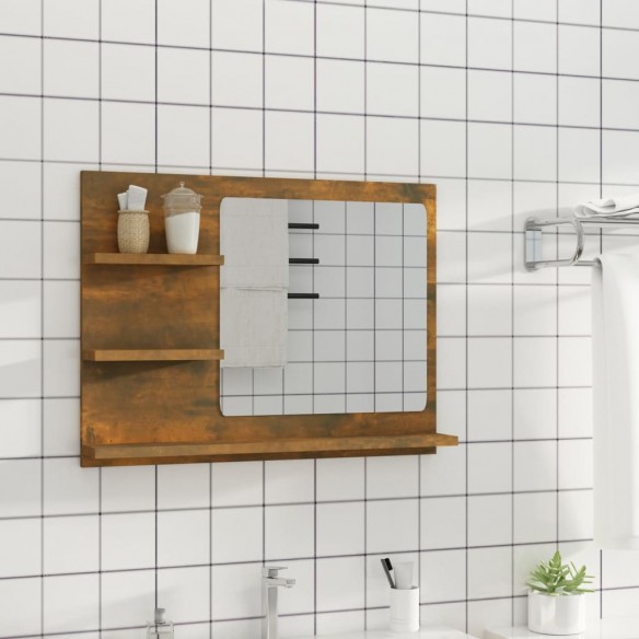 Miroir de bain Chêne fumé 60x10,5x45 cm Bois d'ingénierie