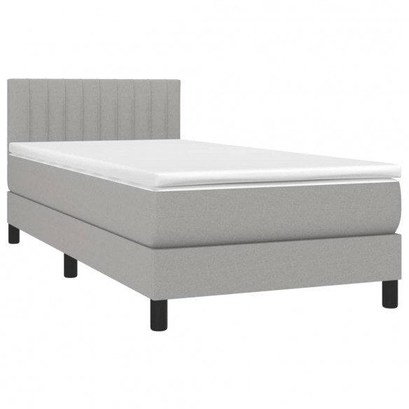 Sommier à lattes de lit avec matelas Gris clair 100x200cm Tissu