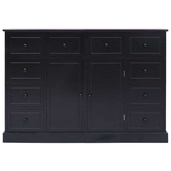 Buffet avec 10 tiroirs Noir 113x30x79 cm Bois