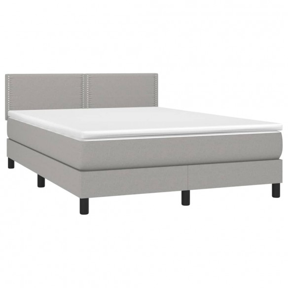 Cadre de lit et matelas et LED Gris clair 140x190 cm