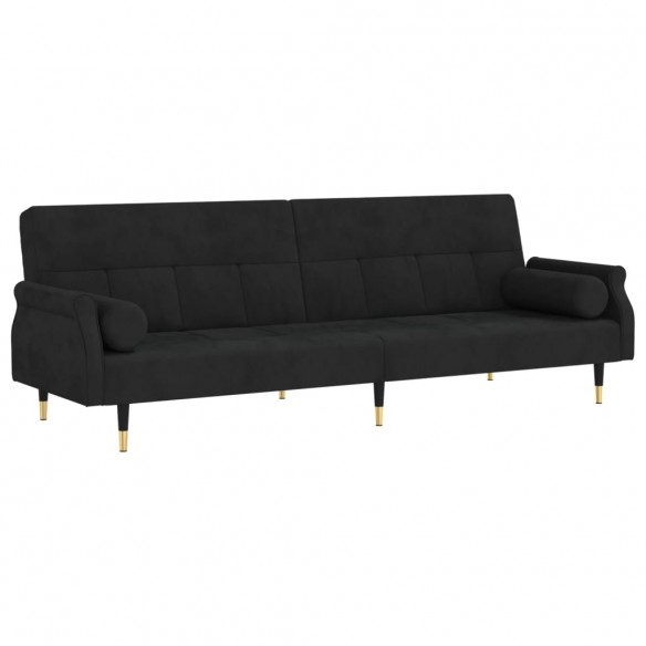 Canapé-lit avec coussins noir velours