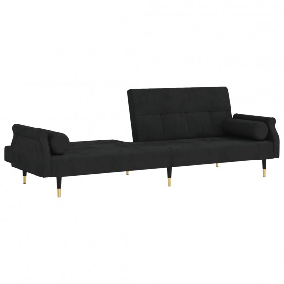 Canapé-lit avec coussins noir velours