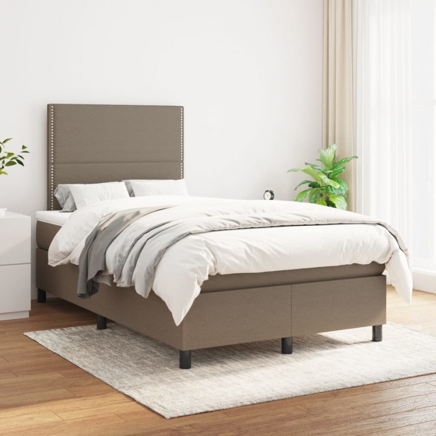 Cadre de lit avec matelas Taupe 120x200 cm Tissu