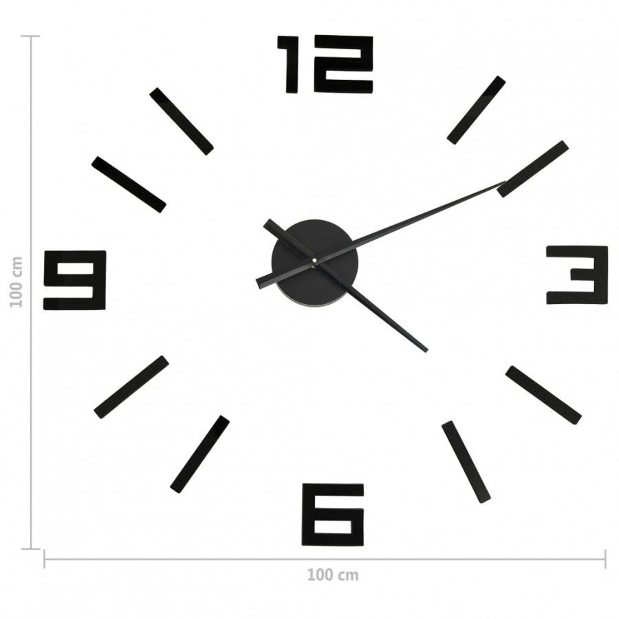 Horloge murale 3D Design moderne Noir 100 cm XXL Horloge murale 3D Design moderne Noir 100 cm XXL