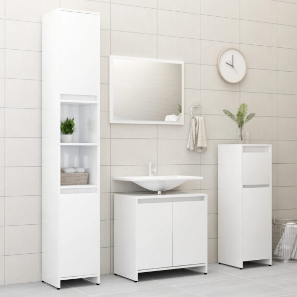 Armoire de salle de bain Blanc brillant 30x30x95 cm Aggloméré