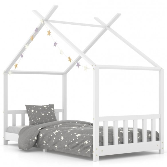 Lit d'enfant Blanc Bois de pin massif 90 x 200 cm