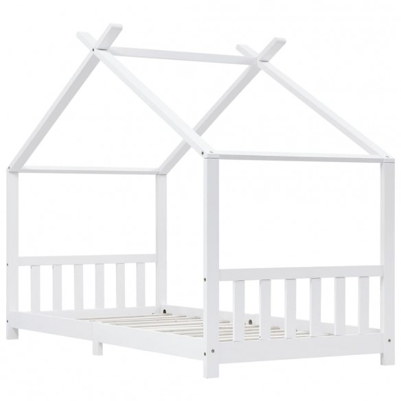Lit d'enfant Blanc Bois de pin massif 90 x 200 cm