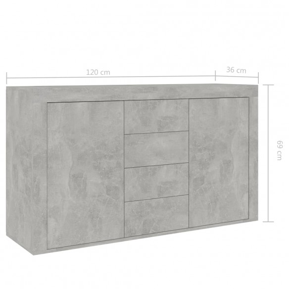 Buffet Gris béton 120x36x69 cm Aggloméré