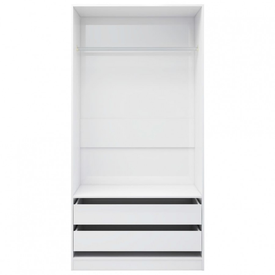 Garde-robe Blanc brillant 100x50x200 cm Aggloméré