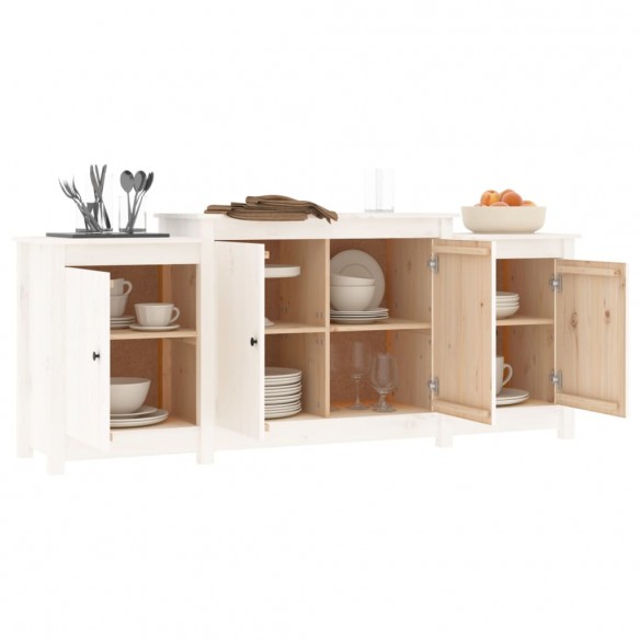 Buffet Blanc 164x37x68 cm Bois massif de pin