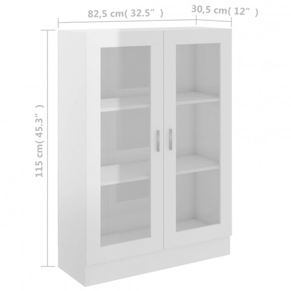 Armoire à vitrine Blanc brillant 82,5x30,5x115 cm Aggloméré