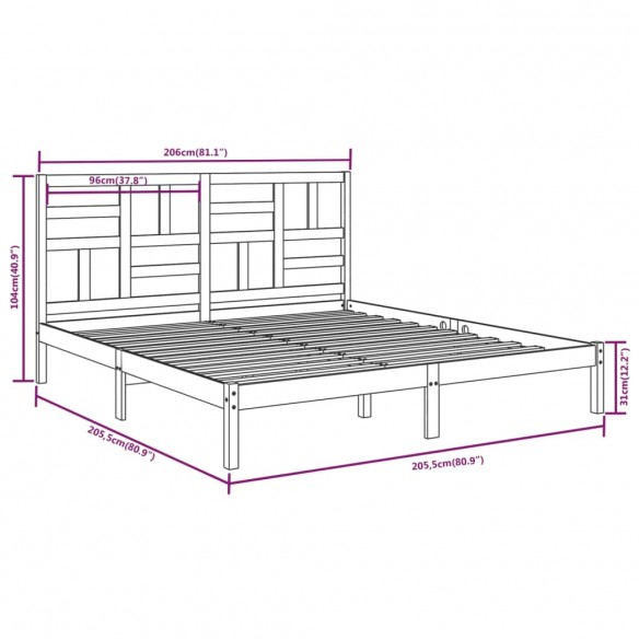 Cadre de lit Marron miel Bois massif 200x200 cm