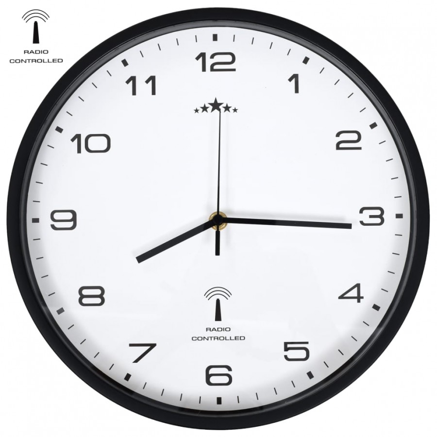 Horloge murale radioguidée Mouvement à quartz 31 cm Blanc/noir