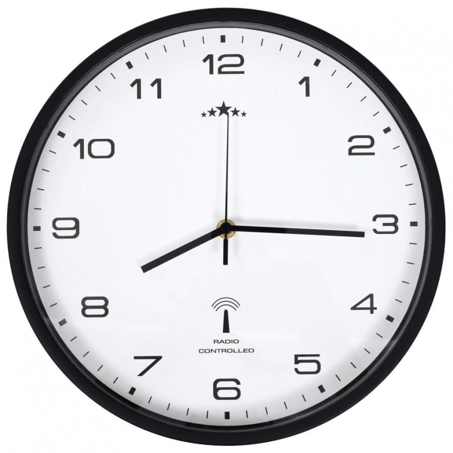Horloge murale radioguidée Mouvement à quartz 31 cm Blanc/noir Horloge murale radioguidée Mouvement à quartz 31 cm Blanc/noir