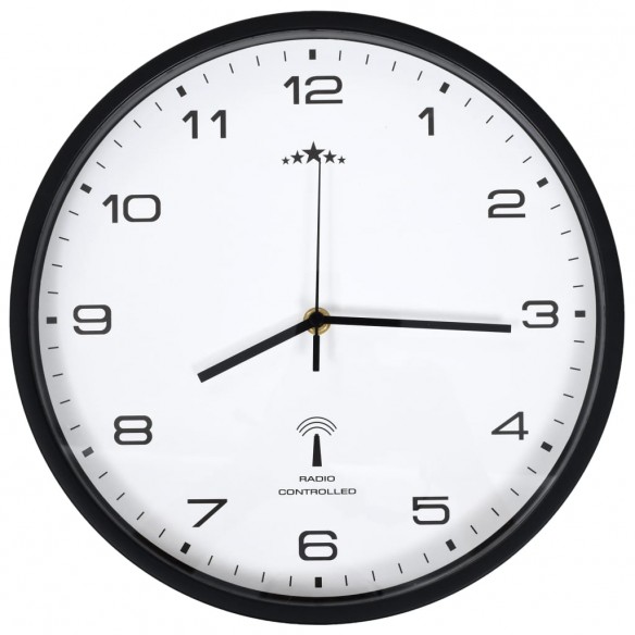 Horloge murale radioguidée Mouvement à quartz 31 cm Blanc/noir