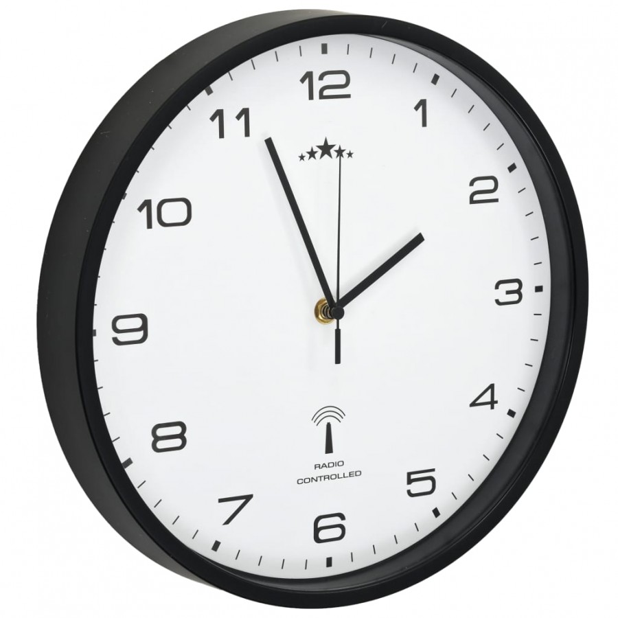 Horloge murale radioguidée Mouvement à quartz 31 cm Blanc/noir Horloge murale radioguidée Mouvement à quartz 31 cm Blanc/noir