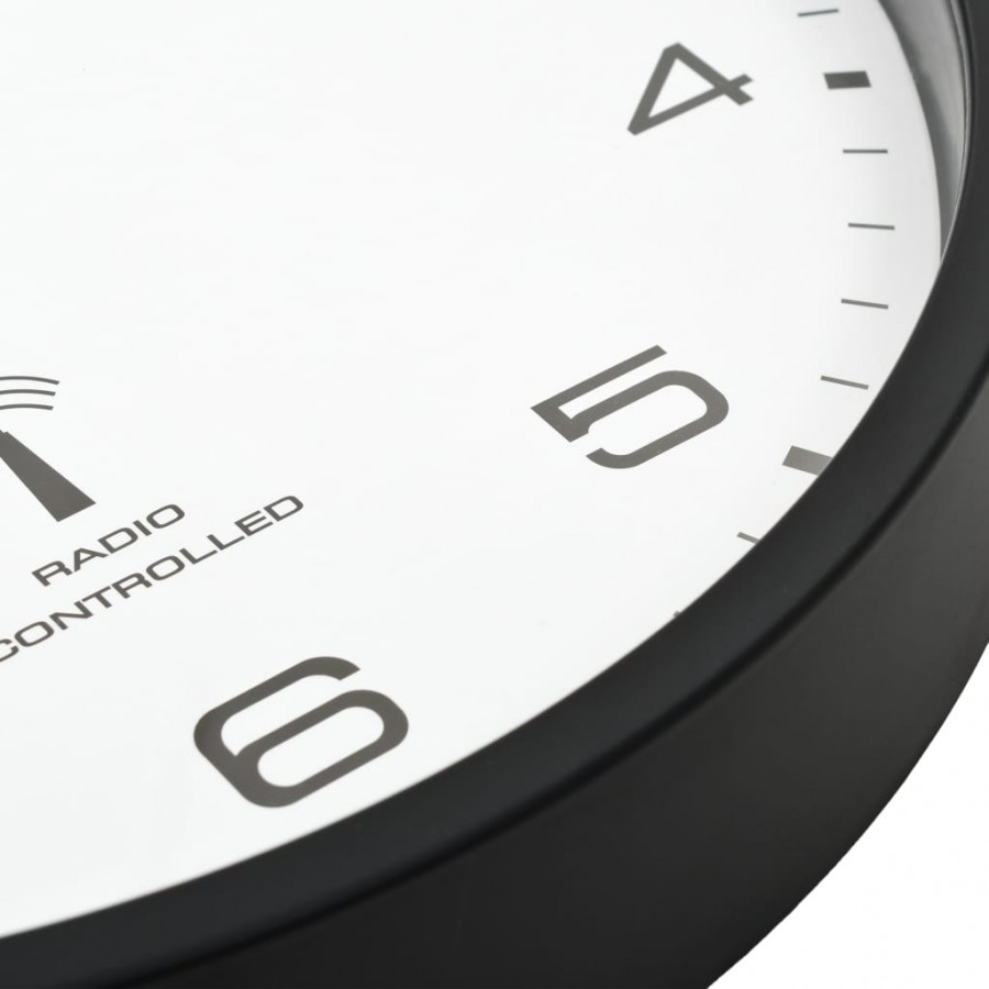 Horloge murale radioguidée Mouvement à quartz 31 cm Blanc/noir Horloge murale radioguidée Mouvement à quartz 31 cm Blanc/noir