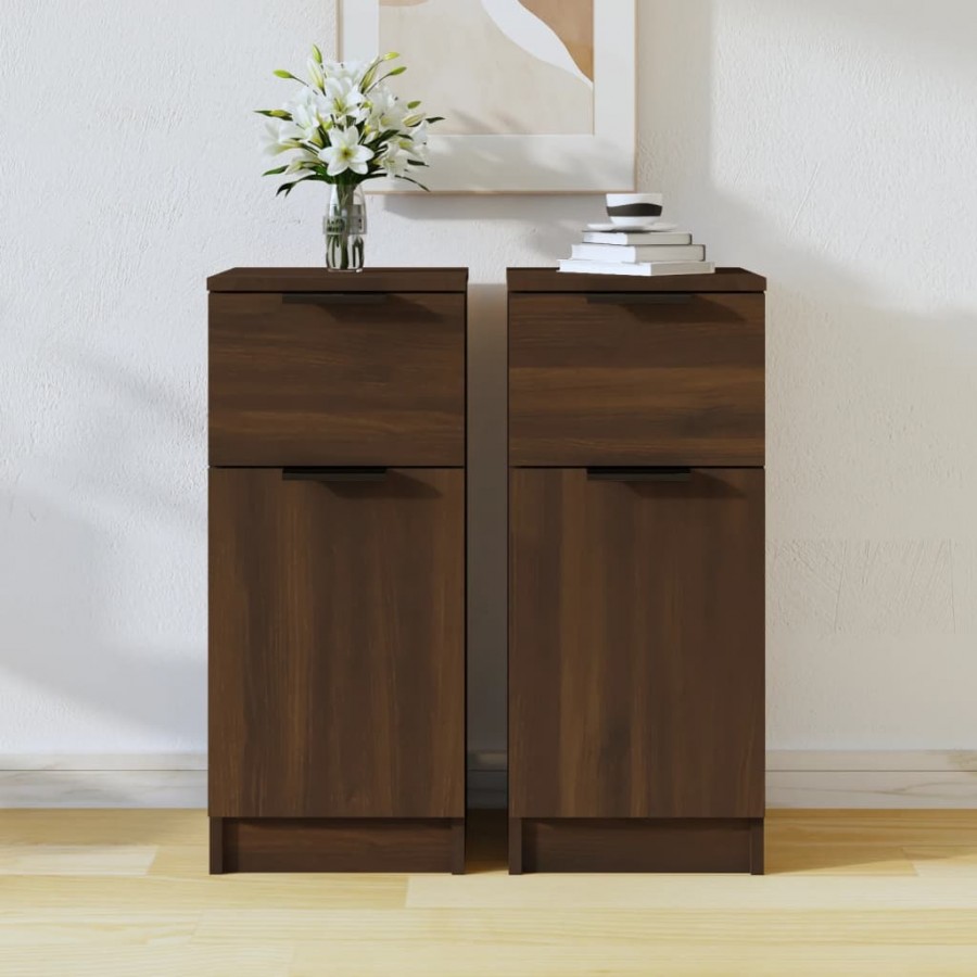 Buffets 2 pcs Chêne marron 30x30x70 cm Bois d'ingénierie