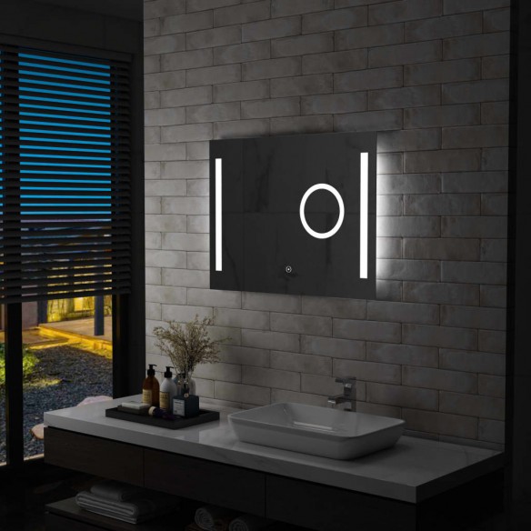 Miroir mural à LED de salle de bain et capteur tactile 80x60 cm