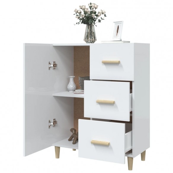 Buffet Blanc brillant 69,5x34x90 cm Bois d'ingénierie