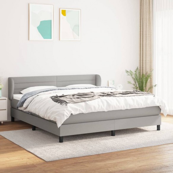 Sommier à lattes de lit avec matelas Gris clair 160x200cm Tissu