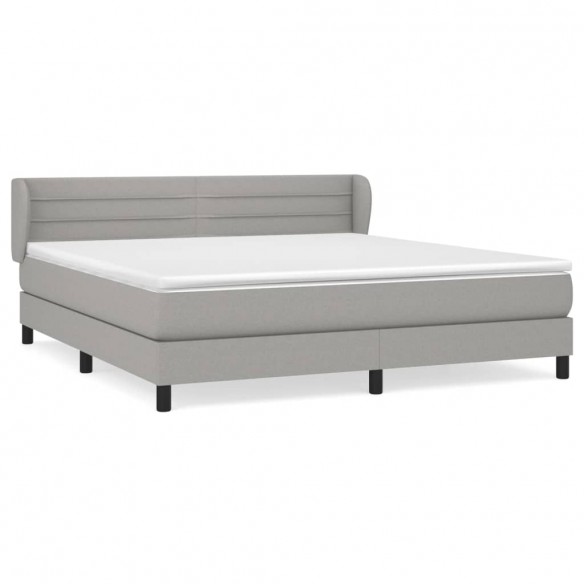 Sommier à lattes de lit avec matelas Gris clair 160x200cm Tissu