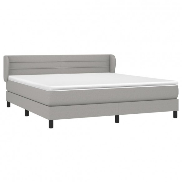 Sommier à lattes de lit avec matelas Gris clair 160x200cm Tissu