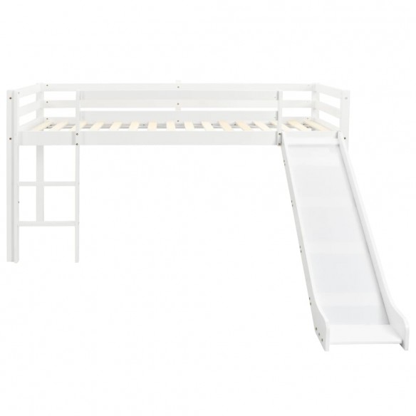 Lit mezzanine d'enfants toboggan et échelle bois pin 97x208 cm