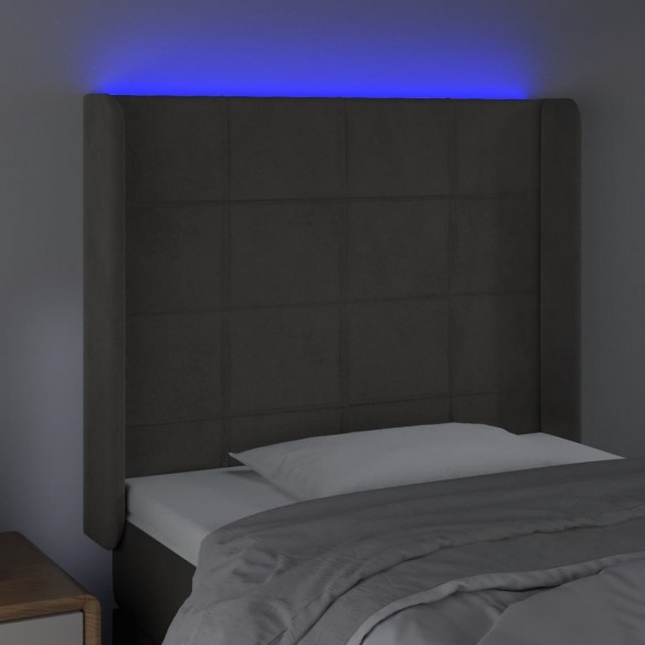 Tête de lit à LED Gris foncé 103x16x118/128 cm Velours