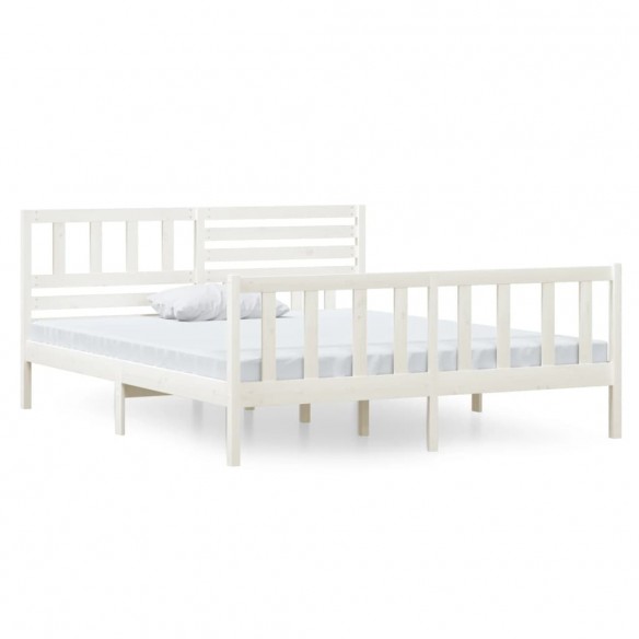 Cadre de lit Blanc Bois massif 140x190 cm