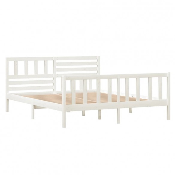 Cadre de lit Blanc Bois massif 140x190 cm