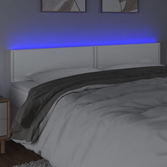 Tête de lit à LED Blanc 200x5x78/88 cm Similicuir