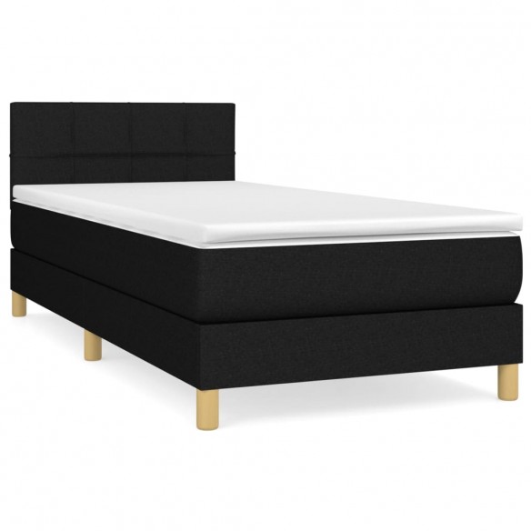 Sommier à lattes de lit avec matelas Noir 90x200 cm Tissu